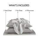 Satin - Wrinkle-Free Luxurious 6-Piece Sheet Set - Light Gray
