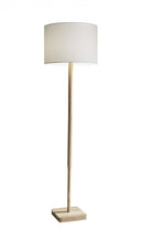 Solid Wood Traditional Shaped Floor Lamp With Drum Shade - Natural / White - HomeRoots - Floor Lamps - Elite Enclave Home