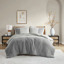Miro - King/California King Soft Washed Block Comforter Set - Gray
