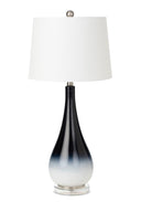 Glass Table Lamps With White Empire Shade (Set of 2) - Black And White