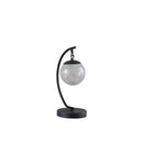 Matte Metal Arched Hanging Orb USB Table Lamp - Black