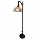 11" x 11" x 62" Traditional Shaped Floor Lamp With White Stained Glass Bowl Shade - Brown