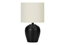 17" Ceramic Round Table Lamp With Ivory Drum Shade - Black