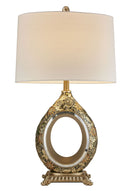 Vintage Table Lamp With Flowers - Silver And Gold
