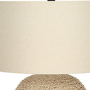 Rattan Round Table Lamp With Beige Drum Shade - Beige - HomeRoots - Table Lamps - Elite Enclave Home