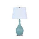 Hammered Urn Table Lamp With White Tapered Drum Shade - Aqua
