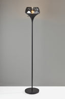 Chalice Mixed Material Torchiere With Metal Smoked Glass - Black - HomeRoots - Floor Lamps - Elite Enclave Home