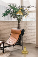 Traditional Shaped Floor Lamp With Antiqued Brass Dome Shade - Brass - HomeRoots - Floor Lamps - Elite Enclave Home