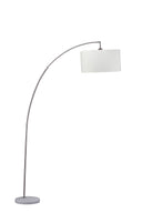 Arc Floor Lamp With White Drum Shade - White And Silver - HomeRoots - Floor Lamps - Elite Enclave Home