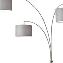 Three Light Adjustable LED Tree Floor Lamp With Gray Drum Shade - White - HomeRoots - Floor Lamps - Elite Enclave Home