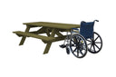 94" x 66" x 30" Solid Wood Outdoor Picnic Table - Brown