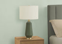 Ceramic Geometric Table Lamp With Ivory Drum Shade - Green - HomeRoots - Table Lamps - Elite Enclave Home