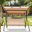 Steel Outdoor Swing Chair With Beige Cushion - Beige