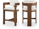 Sacha - Velvet Stool With Brown Base - Meridian Furniture - Counter Height (24" - 27") - Elite Enclave Home