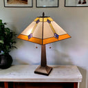 10" x 18" x 21" Metal Two Light Candlestick Table Lamp With Beige Shade - Dark Brown