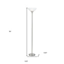 Torchiere Floor Lamp With White Frosted Glass Dome Shade - Nickel - HomeRoots - Floor Lamps - Elite Enclave Home
