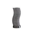 Bedside Table Lamp With Silver Swirl Novelty Shade - Silver