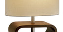 Retro Ovals Wood Bedside Lamp With Natural Shade - Brown