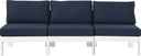Nizuc - Outdoor Patio 3 Seat Armless Modular Sofa With White Frame - Meridian Furniture - Stationary Sectionals- Elite Enclave Home