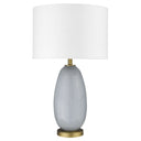 Glass Table Lamp With White Drum Shade - Light Gray