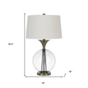 Metal Globe Table Lamp With White Empire Shade - Bronze