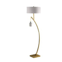Dual Arc Floor Lamp With White Drum Shade - Matte Gold - HomeRoots - Floor Lamps - Elite Enclave Home