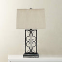 Industrial With Stacked Metal Pedestal Table Lamp - Gray