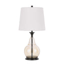 Metal Table Lamp With Empire Shade - Clear White