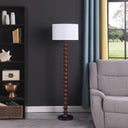 Resin Floor Lamp With White Fabric Drum Shade - Brown / White - HomeRoots - Floor Lamps - Elite Enclave Home