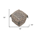Jute Cube Trellis Pouf Ottoman - Natural Gray And Taupe