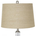 Metal Standard Table Lamp With Beige Shade - Silver