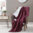 Heated Throw Blanket - Burgundy - Serta - Heated Throws- Elite Enclave Home