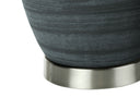 Ceramic Round Table Lamp With Ivory Drum Shade - Blue And Silver - HomeRoots - Table Lamps - Elite Enclave Home