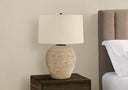 Rattan Round Table Lamp With Beige Drum Shade - Beige - HomeRoots - Table Lamps - Elite Enclave Home