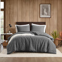 Mckenzie - 3 Piece Full/Queen Twill Washed Duvet Set - Gray