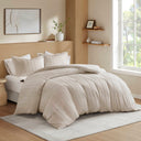 Logan - Queen Striped Duvet Set - Neutral - Super Listing - Duvet Covers & Shams - Elite Enclave Home