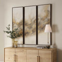 Smoke Break - Hand Painted Modern Art (Set of 3) - Black / Gray / Orange / Woodtone / Yellow - Uttermost - Canvas Art Sets - Elite Enclave Home