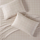 Oversized Flannel - 4 Piece Queen Sheet Set - Beige Windowpane