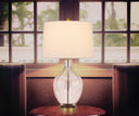 Metal Table Lamp With Drum Shade - Clear Off - White - HomeRoots - Table Lamps - Elite Enclave Home