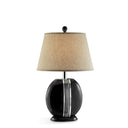 Polyresin Lamp With Beige Fabric Shade - Black