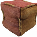 Jute Cube Pouf Ottoman - Pink And Orange - HomeRoots - Accent Poufs - Elite Enclave Home