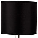 Metal Candlestick Table Lamp With Black Classic Drum Shade - Silver