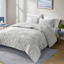 Mira - Crushed Velvet Sherpa Reversible Twin Comforter Set - Silver