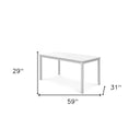 Solid Wood Outdoor Dining Table With Umbrella Hole - White