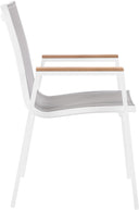 Nizuc - Outdoor Patio Dining Arm Chair With White Frame And Natural Arms (Set of 2)