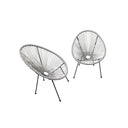 Indoor Outdoor String Accent Chairs (Set of 2) - Gray And Black