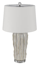 Glass Novelty Table Lamp With White Empire Shade - Nickel