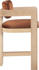 Sacha - Velvet Stool With Natural Base - Meridian Furniture - Counter Height (24" - 27") - Elite Enclave Home