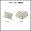 Harper - 3 Piece Full/Queen Oversized Matelasse Comforter Set - Natural
