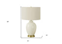 Ceramic Urn Table Lamp With Cream Drum Shade - Gold And Ivory - HomeRoots - Table Lamps - Elite Enclave Home
